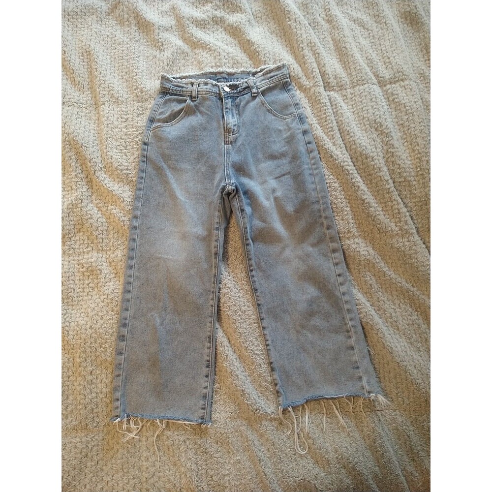 Good Morning Denim Distressed Cropped Sz 26 Blue Jeans Boho Cottage Core Beachy